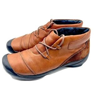Wolky 40 Ankle Boots Leather Suede Lace up Hiking Walking Minimalist Shoe Brown